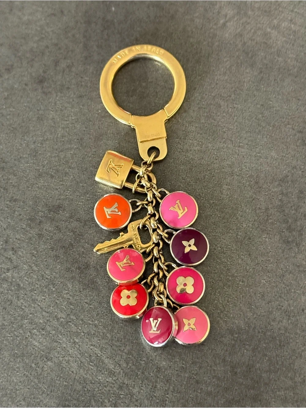 Louis Vuitton Pink, Red & Purple Enamel Disc Charm Key Holder
